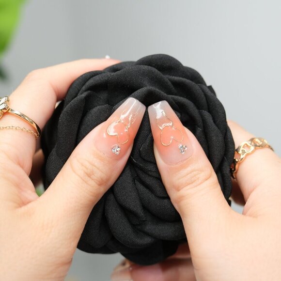 tipsy | Handmade Press On Nails | Coffin Medium | Little Black Hearts - Picture 11 of 16